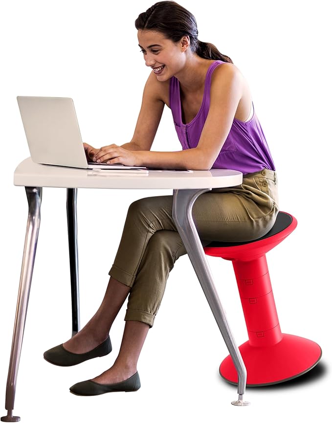 Storex Wiggle Stool – Active Flexible Seating for Classroom and Home Study, Adjustable 12-18 Inch Height, Red (00302U01C) - Image 11