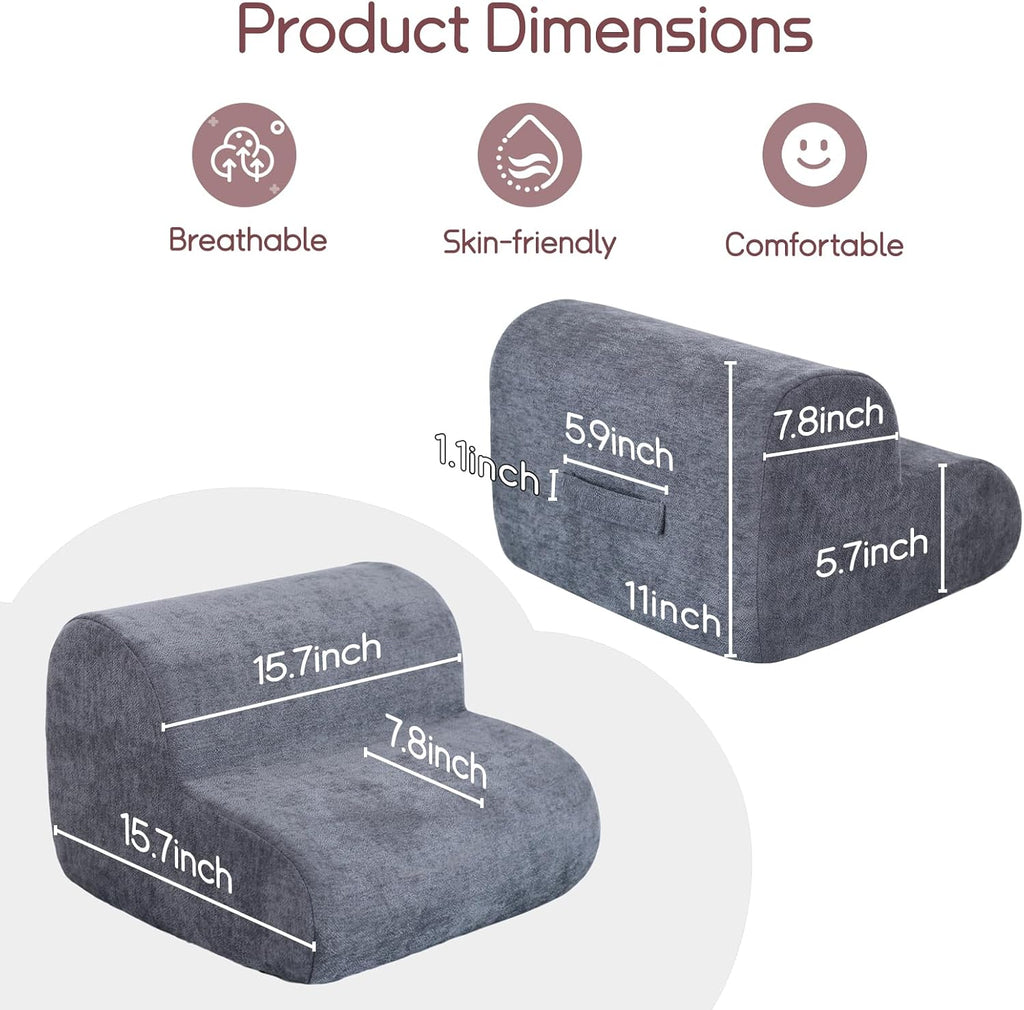 Foot Rest for Under Desk at Work,Ergonomic 2-Height Sponge Foot Stool for Office, Home,Sofa & Gaming Chair, Desk Accessories Footrest Cushion to Support Legs,Relax Ankles & Relieve Pain(A-Dark Gray) - Image 7