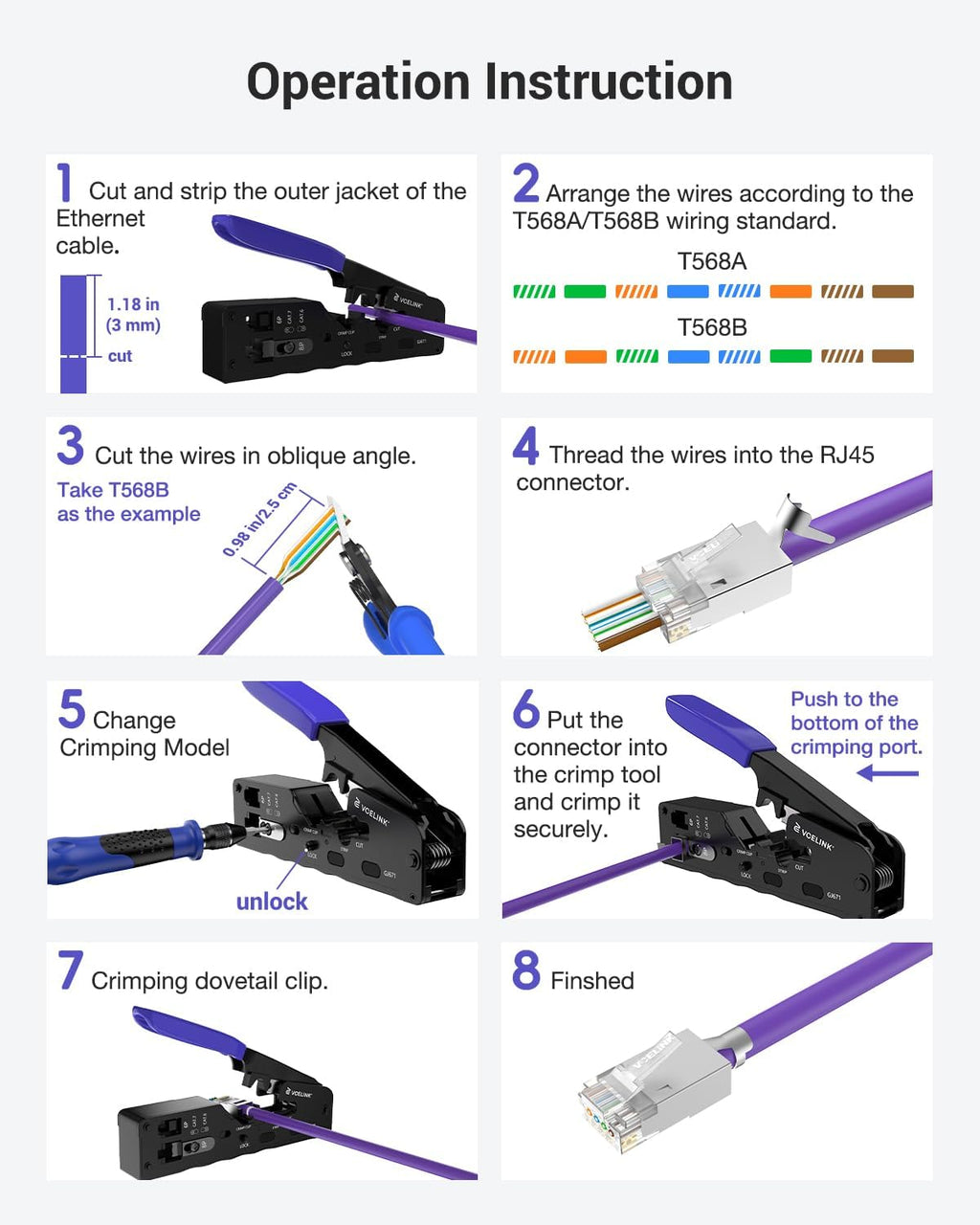 VCELINK RJ45 Crimp Tool Kit, All-in-One Network Solution, Complete with Bag - Image 6