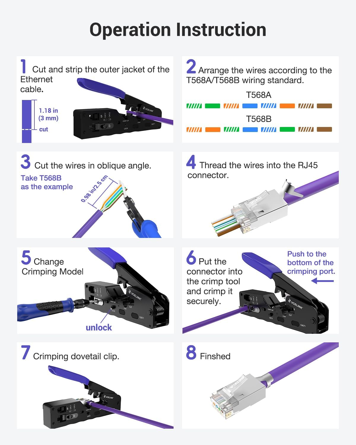 VCELINK RJ45 Crimp Tool Kit, All-in-One Network Solution, Complete with Bag - Image 6