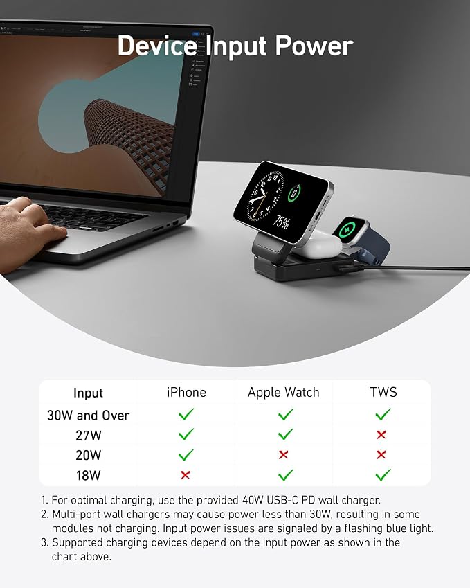 Anker MagGo 3-in-1 MagSafe-Compatible Qi2 15W Foldable Charging Station | Qi2-Certified Wireless Charging Stand for iPhone 17 - 12 Series, AirPods, Apple Watch Ultra(Non-Battery, Adapter Included) - Image 6