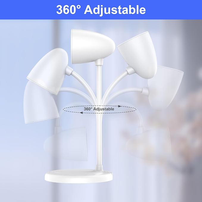LED Desk Lamp for Home Office,Dimmable Table Lamp 3 Light Colors | Reading Light for Bedside Small Desk Lamp for College Dorm Room,Bedroom Desk Light,White - Image 3