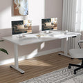 Veken 63×27.6 Inch Large Electric Standing Desk, Gaming Table, White | Height Adjustable Sit Stand Up Computer Tables for Home Office, Study , Writing, Suit students, employees and group work by Veken