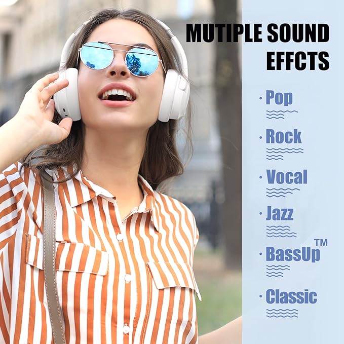 BERIBES Bluetooth Headphones Over Ear, 65H Playtime and 6 EQ Music Modes Wireless Headphones with Microphone, HiFi Stereo Foldable Lightweight Headsets, Deep Bass for Home Office Cellphone PC Ect. - Image 2