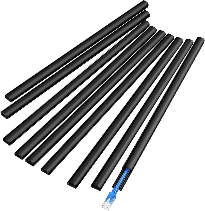 Delamu Wire Covers for Cords on Wall, 128in Cord Hider Cord Covers for Wires on Wall, Mini Cable Wire Hider, Self-Adhesive Easier Installation Cable Cover Organizer, W0.48 H0.3in, Black by DELAMU
