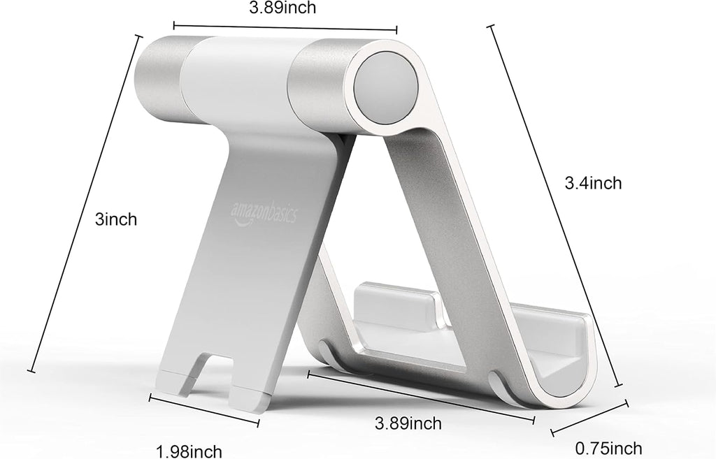 Amazon Basics Multi-Angle Portable Foldable Stand for Tablets, E-Readers and Phones, Non-Slip Desktop Holder for iPads, iPhones, Kindles, Hands-Free Viewing - Silver - Image 6