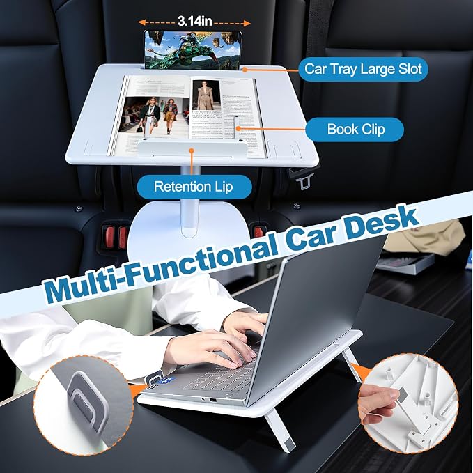Car Desk for Laptop Passenger Seat- Adjustable Car Seat Tray Table | Car Laptok Desk for Work & Eating Universal Table for Front or Rear Seat - Image 6
