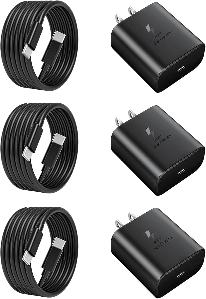 45W Super Fast Charger Type C Android Phone Charger Fast Charging Replacement for Samsung Galaxy S25/S25 Ultra/S25+/S24 Ultra/S24/S24+/S23 Ultra/S23/S22/S20/S21,Galaxy Tab,6ft Type C Cable- 3pack by JPEOAYBI
