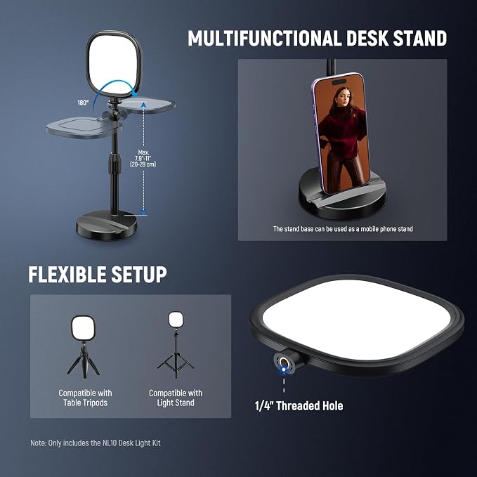 NEEWER Basics 2 Pack 5" Full Screen LED Ring Light with Stands for Desk Video Conference, 10W Bi Color Edge Lit Computer Laptop Webcam Zoom Calls Lighting Streaming Phone Recording, CRI95, NL10 - Image 5