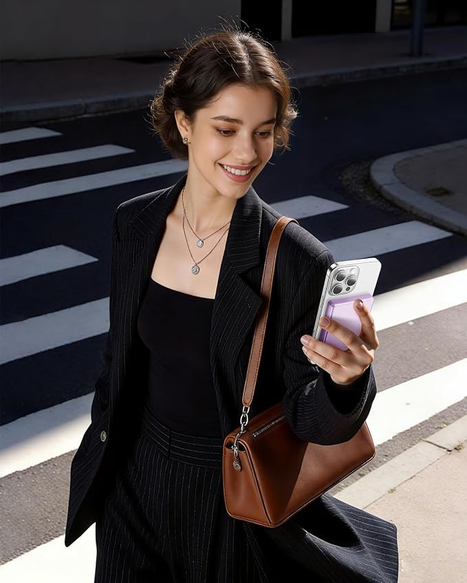 ULiXWH 10,000mAh for MagSafe Power Bank Ultra-Slim Fast Charging for Travel | Magnetic Wireless Charger with USB-C Cable, Metal-Alloy Portable Battery for iPhone 17 Pro Max/17 Pro/Air/16/15/14/13, Purple - Image 7