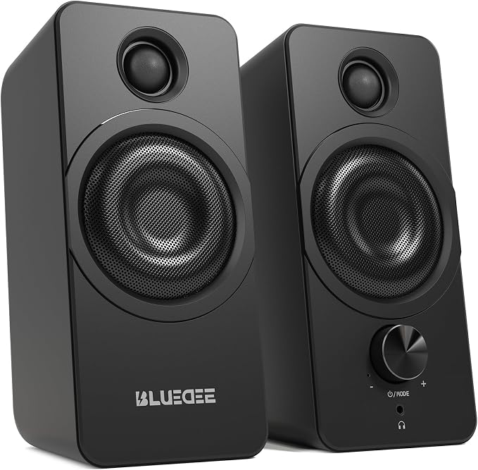 Bluedee PC Speakers for Desktop, Computer Speakers with Dedicated Tweeters | Crisp Highs, USB-A/C, AUX & Bluetooth 6.0 for Laptop & Monitor, Clean 384kHz/32-Bit USB Audio, Headphone Jack & Knob Control by Bluedee