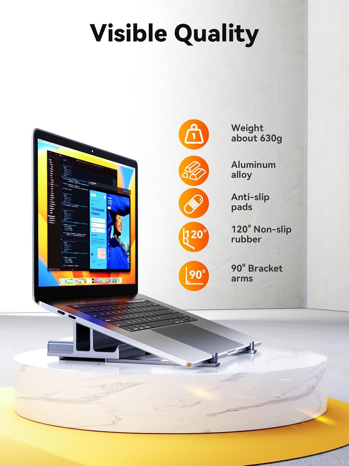 Laptop Docking Station Stand Dual 4K Monitor: QUUGE USB C Docking Station Dual Monitor for Laptop, 2 HDMI (Single 4K@120Hz), 2 USB3.0 Ports, 100W PD, RJ45 Ethernet, Universal Laptop Stand USB C Dock - Image 8