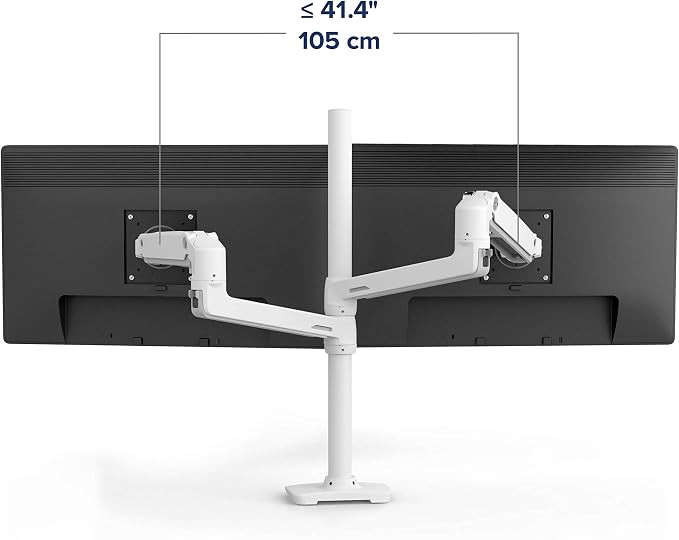 Ergotron – LX Vertical Stacking Dual Monitor Arm, VESA Desk Mount – for 2 Monitors Up to 40 Inches, 7 to 22 lbs Each – Tall Pole, White - Image 3