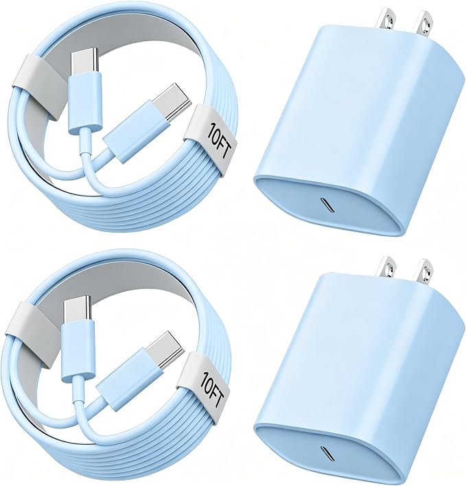 Phone 17 16 15 Charger Fast Charging, 10 FT Long USB C Charger Cord with 20W Type C Fast Phone Charging Block forPhone 17/17 Pro/17 Pro max/Air/Phone 16 15 Pro Max Plus, iPad, Android,Blue by Ubearkk