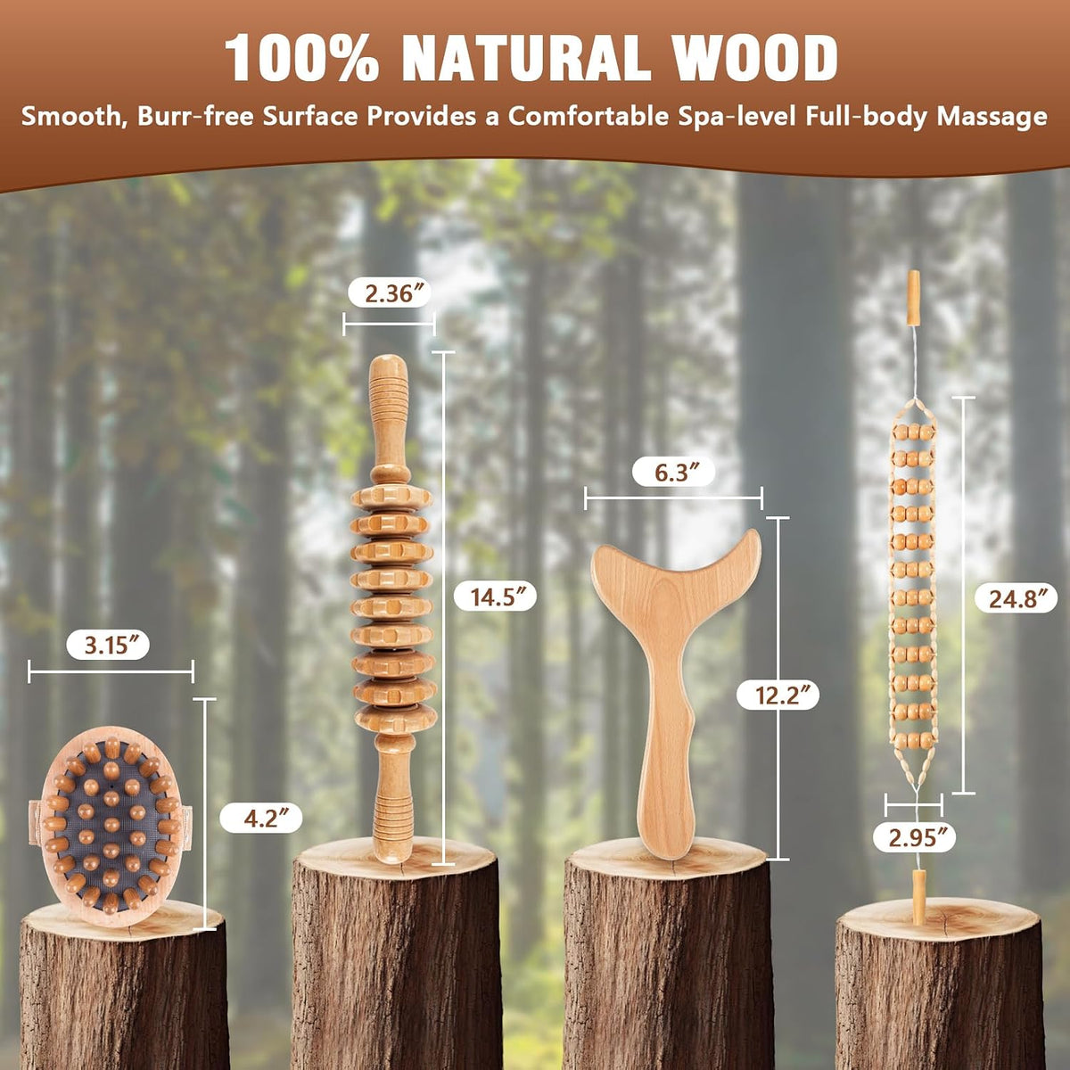 Wood Therapy Massage Tools, 4 in 1 Lymphatic Drainage Massager Body Sculpting Tools, Professional Maderoterapia Kit Cellulite Massager for Body Contouring,Relief Muscle - Image 7
