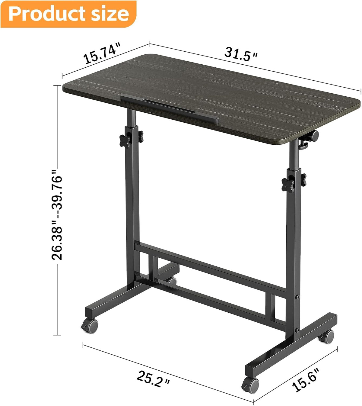 TigerDad Sturdy TV Tray Table with Wheels Rolling Tray for Eating on Couch - Image 2