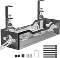 Under Desk Cable Management Tray Black, Litwaro Cable Management Under Desk No Drill, Cable Organizer with Clamp for Wire Management, Cord Organizer No Damage to Desk for Office, Home by Litwaro