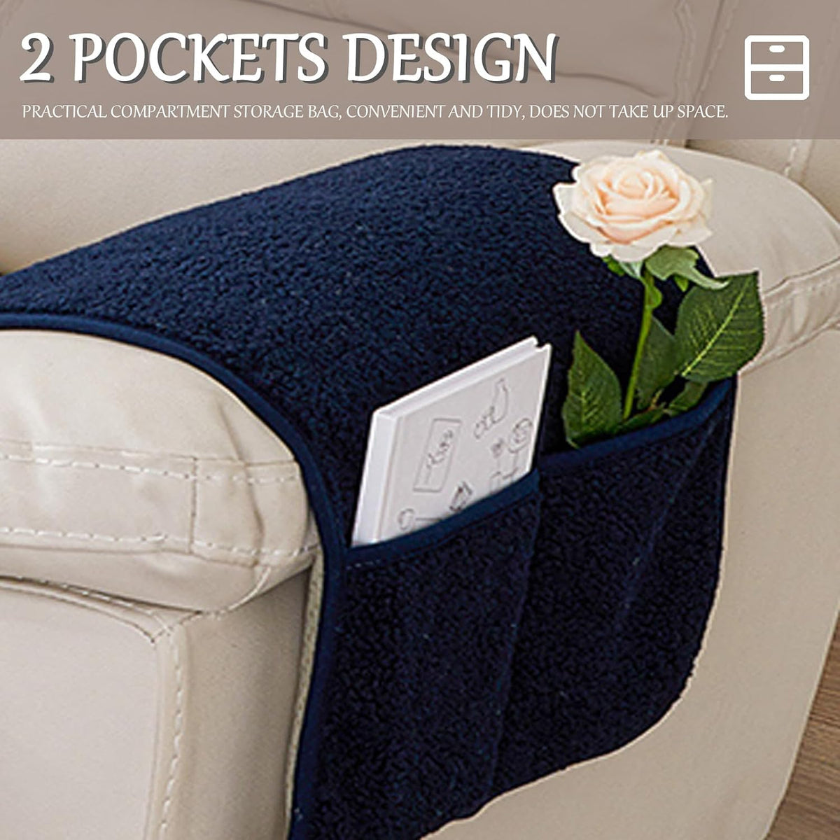 Armrest Covers for Recliners Couch Arm Covers with Pockets for Sofa - Image 4
