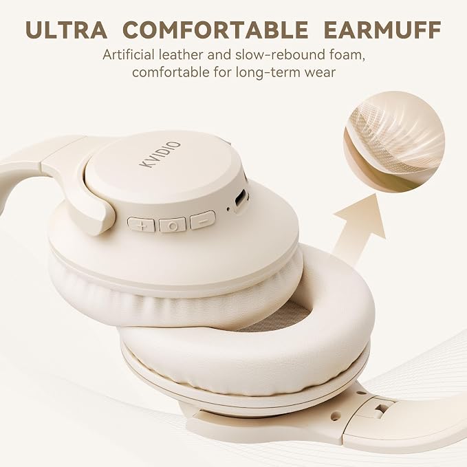 KVIDIO Bluetooth Headphones Wireless Over Ear Headsets 65H Playtime | Deep Bass, HiFi Stereo, Bluetooth 6.0, Microphone, Comfortable Fit, Foldable, Lightweight, Low Latency for Travel Home Office - Image 7