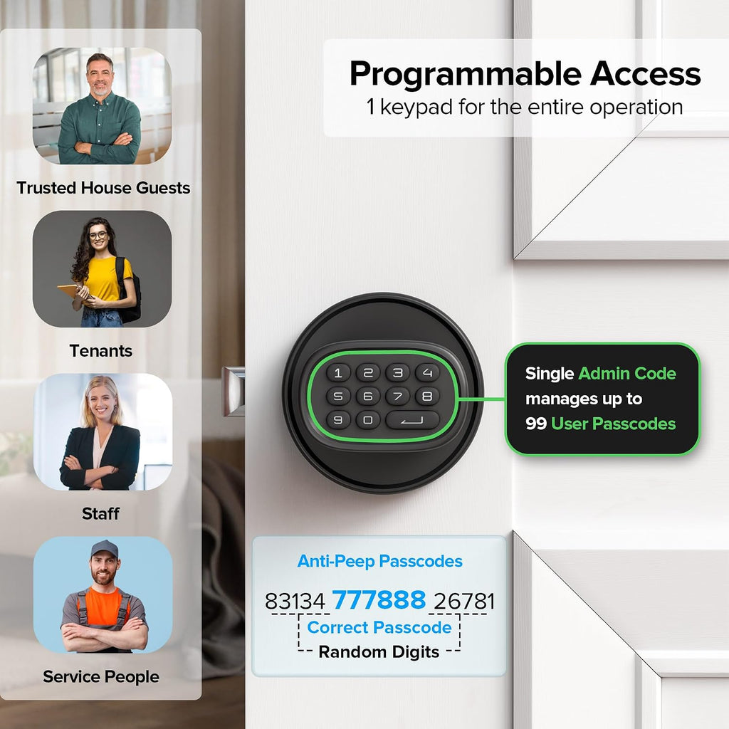 M1 Door Knob with Keypad Keyless Entry for Interior, Black - Image 3