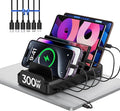 Lcssio 300W Charging Station for Multiple Devices, 8 Port Fast Charger | Fast Charging, Safety Certified, Compact Design, Organized Charging, Multiple Devices at Once, With 6 Cables by LcssioChargeFaster