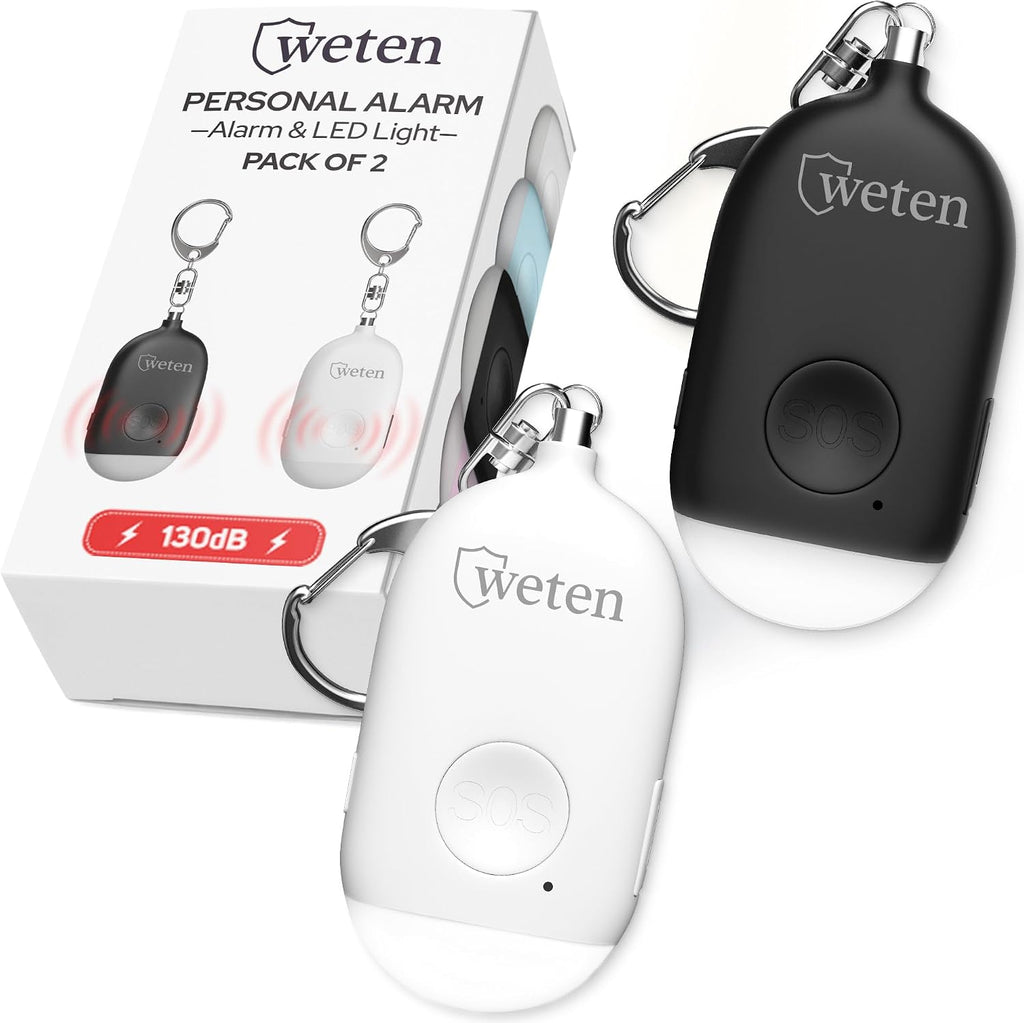 Personal Alarm Keychain for Women Self Defense, 130dB Loud Siren, 2 Pack by WETEN