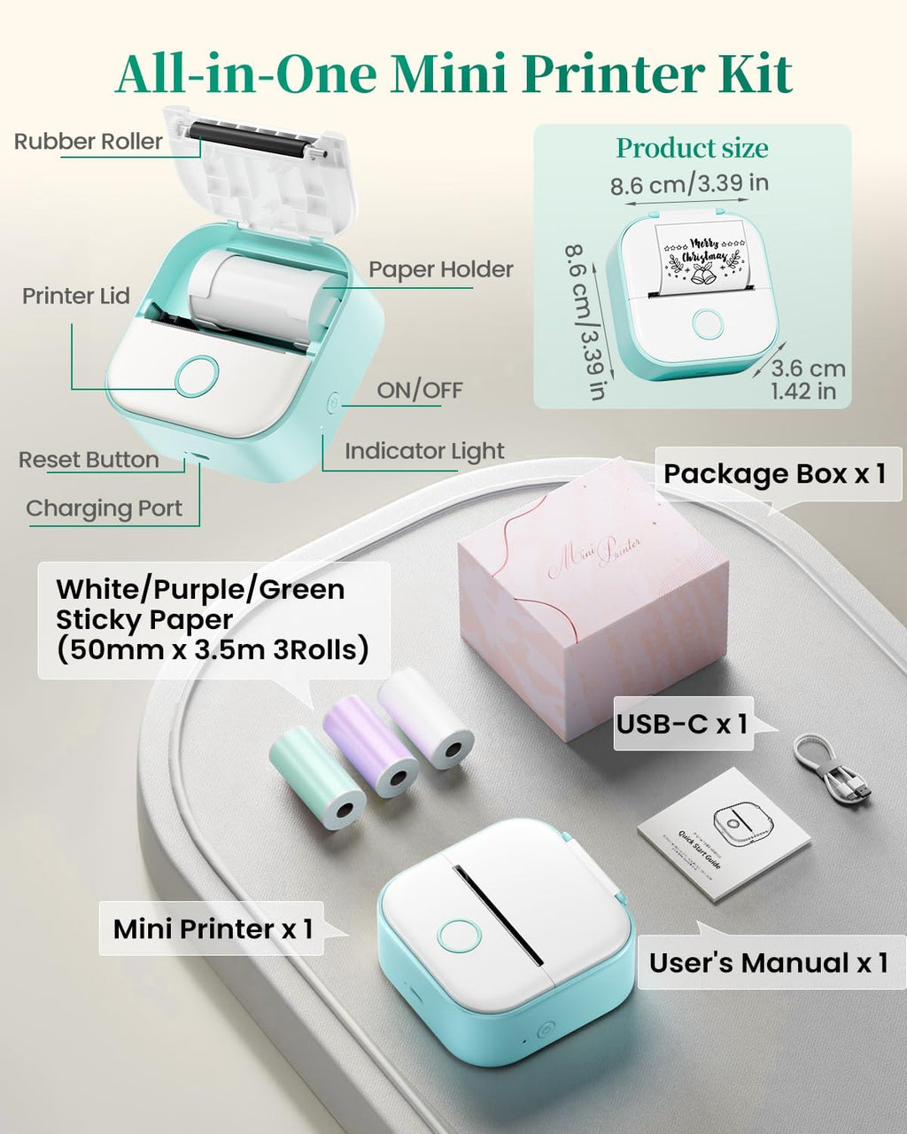 Mini Sticker Printer-T02 Mini Thermal Printer AI Sticker Maker with 600 Pcs - Image 7