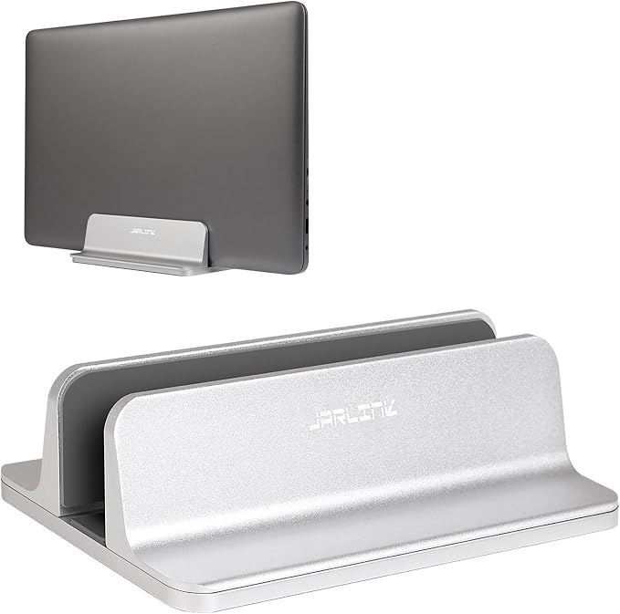 JARLINK Vertical Laptop Stand, Adjustable Aluminum Desktop Holder, Silver | Vertical Laptop Holder Fits up to 17.3" Notebooks, Space-saving Desktop Organizer for MacBook, Surface, Dell & Gaming Laptops by JARLINK