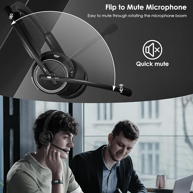 Angteela Wireless Bluetooth 5.4 Headset with Microphone, Wireless Headphones for Cell Phones/Computer/Laptop - Image 3