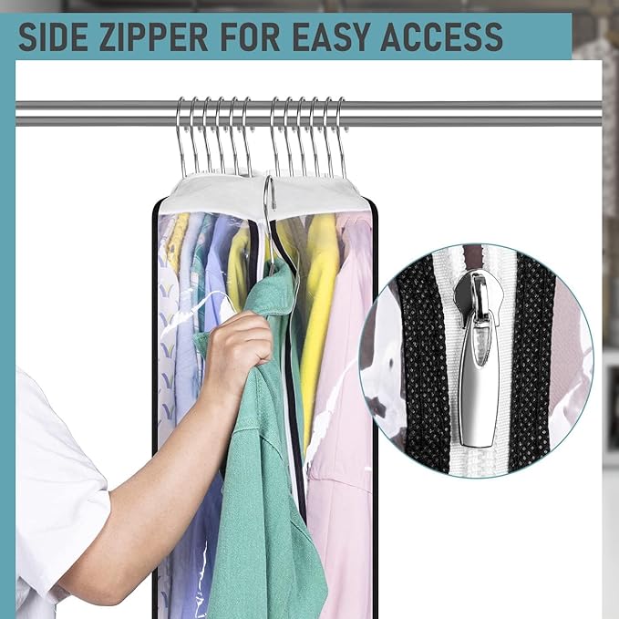 MISSLO 10" Gusseted All Clear Garment Bags for Hanging Clothes 50" Dress Bags for Closet Storage Coat Protectors for Suits, Gowns, 3 Packs - Image 4