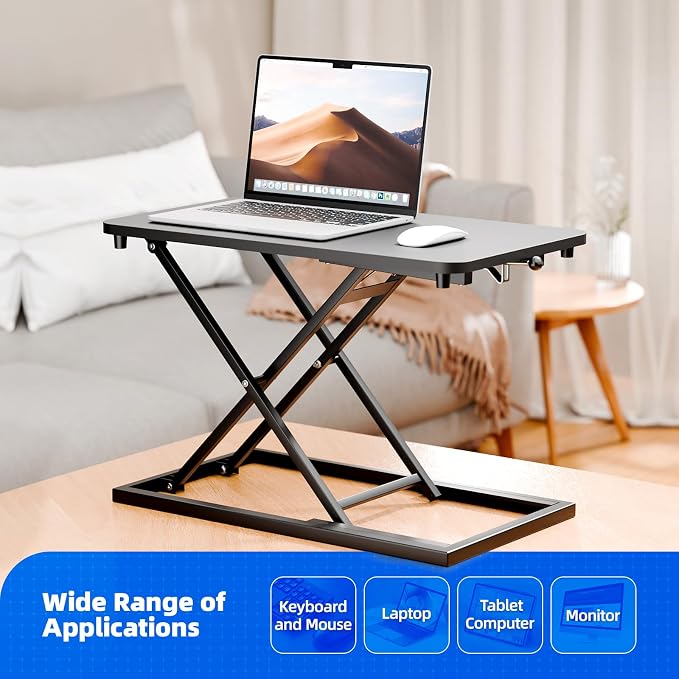 Standing Desk Converter Height Adjustable, Sit to Stand up Desk Riser Computer Workstation use in Laptop and Single Monitor Ergonomic Desktop Workstation for Home Office - Black - Image 5