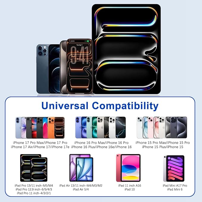 iPhone 17/16 Fast Charger,2Pack 40W Dynamic USB C Charger Block Foldable Power Adapter with 60W Max Fast Charging&6FT USB C Woven Charging Cable Cord for iPhone 17 Pro Max/Air/16e/15,iPad Pro/Air/Mini - Image 4