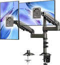 HUANUO 17-32 Inch Dual Monitor Stand, Vertical Dual Monitor Mount, Monitor Stand 2 Monitors, Ergonomic Adjustable Tilt/Swivel/Rotate, Weight Max 19.8 lbs, VESA 75/100mm by HUANUO