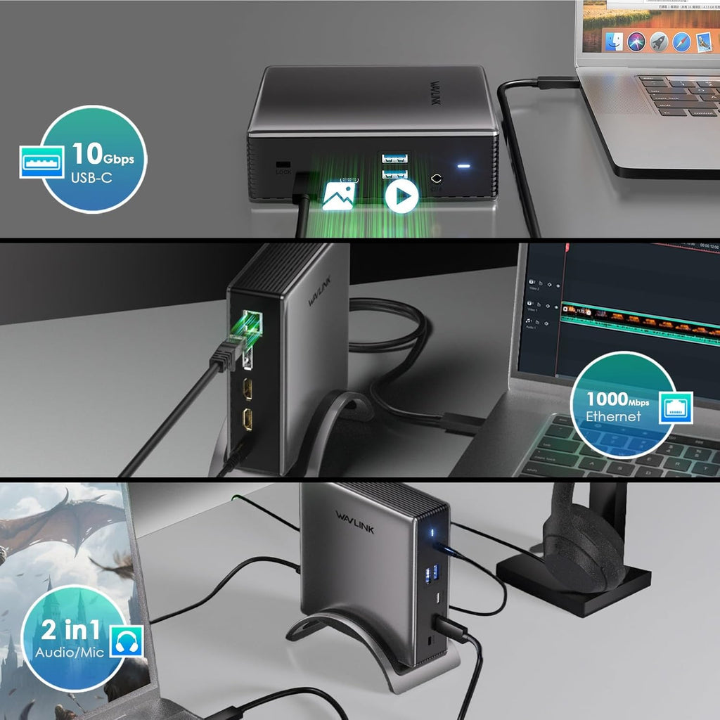 Laptop docking station,WAVLINK PD3.1 dock, dual DisplayPort, HDMI - Image 8