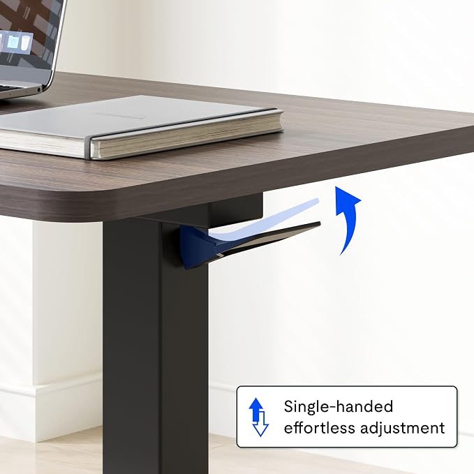 FLEXISPOT H7 32" Pneumatic Height-Adjustable Overbed Table with Wheels | C-shaped bedside table,Medical End Table,Rolling Cart TV Tray,Laptop desk for Hospital Home use,31.5"W x 17.7"D,Mahogany - Image 10