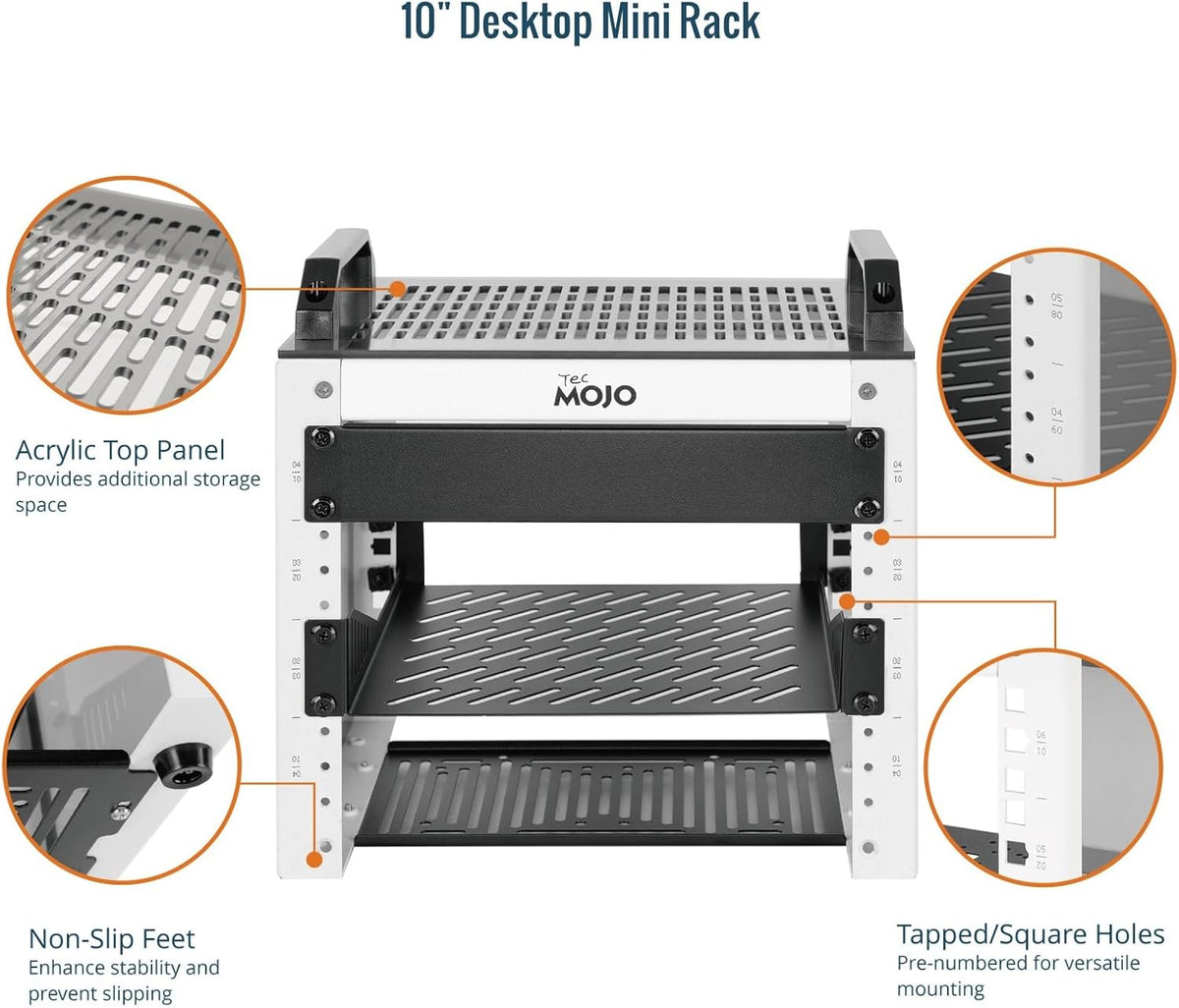Tecmojo 10 inch Mini Server Rack,4U Rack 7.87" Dp,for 10in Devices,White - Image 3