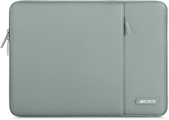 MOSISO Laptop Case 13.3 inch, 13-13.3 inch Laptop Sleeve Bag with Pocket | Compatible with MacBook Air/Pro 13/Pro 14 M5 M4 M3 M2 M1, HP Dell ASUS Lenovo, Polyester Vertical Computer Bag, Antique Green by MOSISO