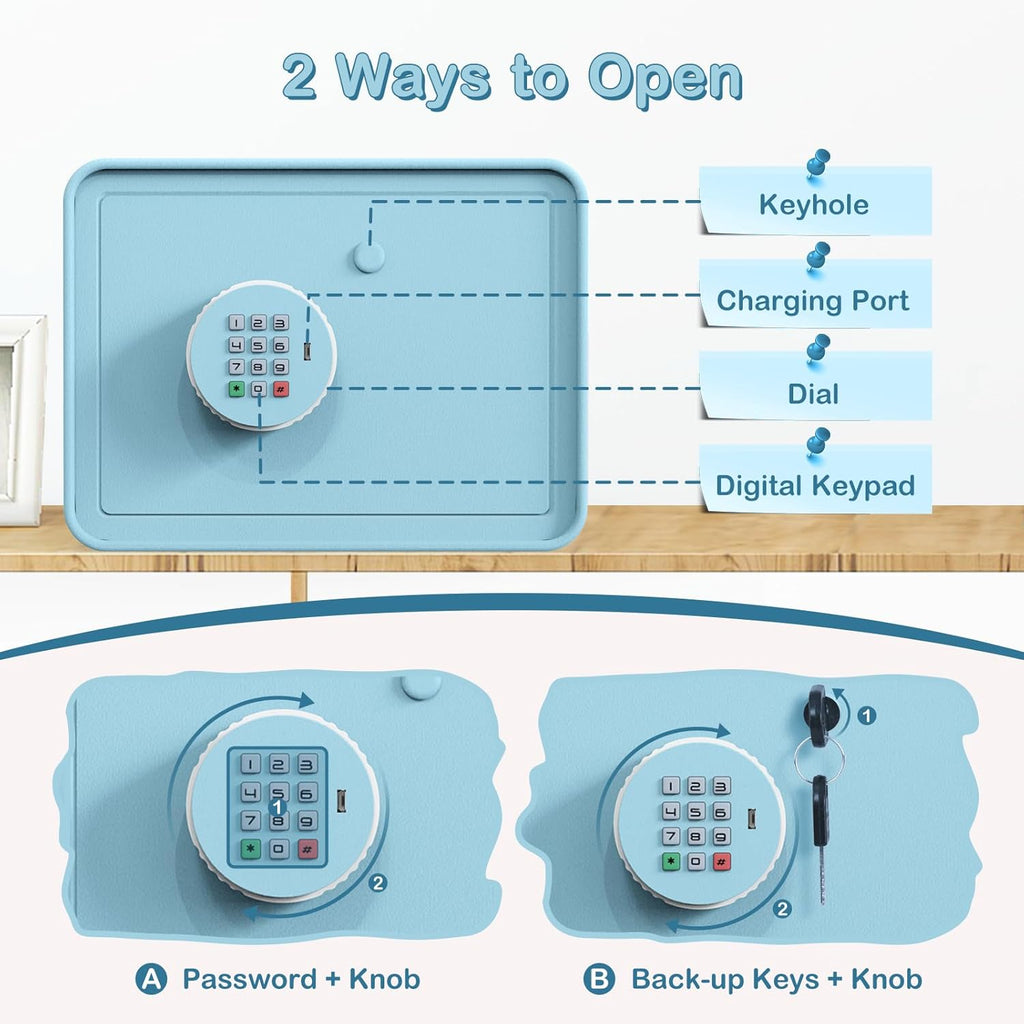 Goldenkey Kids Mini Safe Small Cash Box, Money Security Safe, Piggy Bank - Image 5