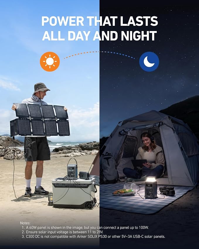 Anker SOLIX C300 DC Power Bank Station and Protective Bag, 288Wh Portable Power Station, LiFePO4 Battery, 300W Solar Generator, for Outdoor, Camping, Traveling, and Emergencies - Image 7