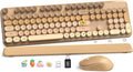 Wireless Keyboard and Mouse Combo, Full-Size Retro Typewriter Keyboard with Round Keycaps, Magnetic Wrist Rest & Tilt Legs, 2.4GHz Cordless for Mac/Windows PC/Laptop, SABLUTE CK23, Latte Gradient | Full-Size Retro Typewriter-Style Keyboard, Tilt Legs, ... by SABLUTE