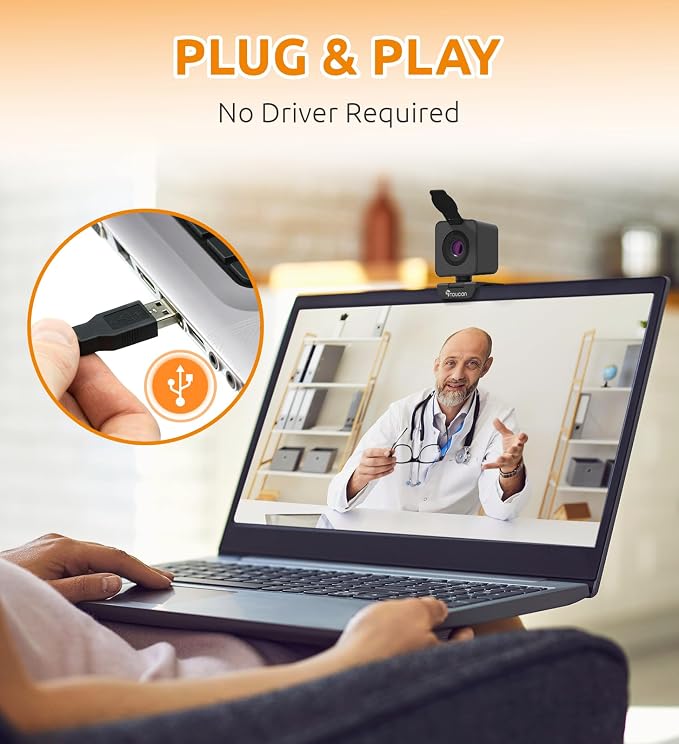 TOUCAN 1080P Webcam for pc, Webcam with Microphone for Laptop, Plug and Play USB Web Cam, 90°View Computer Camera, External Camera for Streaming, Skype, Zoom, FaceTime, Hangouts, MacBook/Tablet - Image 5