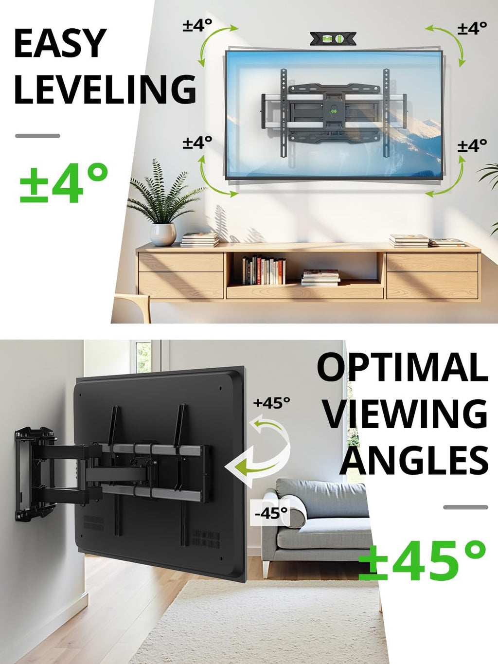 Outdoor TV Wall Mount for 47-90" TVS, Full Motion Weatherproof TV Bracket - Image 3