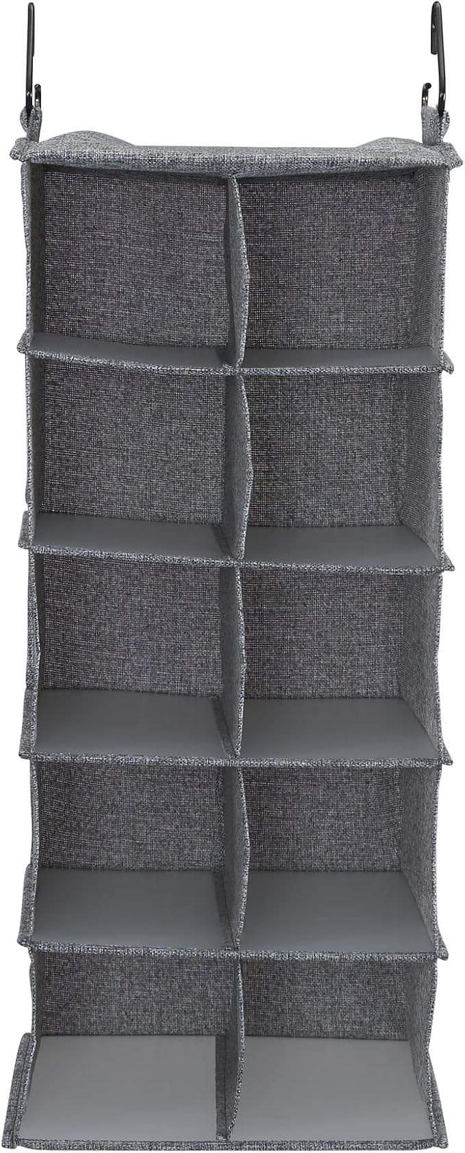 Household Essentials 10 Pocket Double Hang Canvas Shoe Organizer Side‑by‑Side Hanging Storage, Gray - Image 6