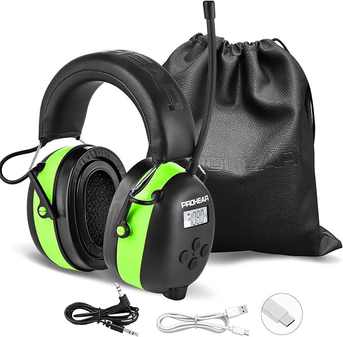 PROHEAR 033 Gel Ear Pads AM FM Bluetooth Radio Headphones - More Soft Comfort - USB C Rechargeable 1500mAh Battery - 31dB SNR - 58Hrs Playtime - Hearing Protection for Mowing Lawn, Gifts for Father by PROHEAR
