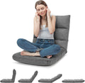 Video Gaming Floor Chair with Adjustable 14-Position Memory Foam, Folding Floor Sofa Chair Lounger Folding Sleeper Bed Couch Recliner, Lazy Sofa Lounger for TV, Reading, Relaxing (Grey) by ERGOMASTER