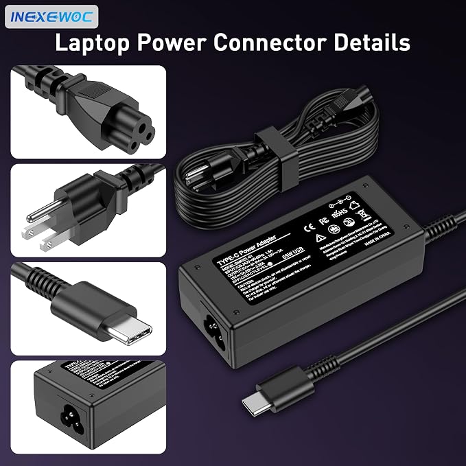 Universal 65W USB C Laptop Charger Compatible with Lenovo,HP, Dell, Acer, Asus, Samsung, Google and More, for Office, School, and Family - Image 2