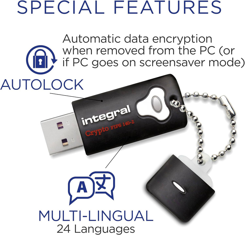Integral 64GB Crypto-140-2 256-Bit Hardware Encrypted 3.0 USB Secure Flash Memory Drive - Certified to FIPS 140-2 Level 3, Brute-Force Password Protection & Rugged Triple-Layer Waterproof Design - Image 4