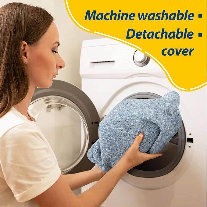 AAAAAcessories D-Shaped Chair Cushions, 2" Thick Dining Chair Pads with Ties and Removable, Machine-Washable Cover, 17" x 16", Set of 4, Light Blue - Image 4