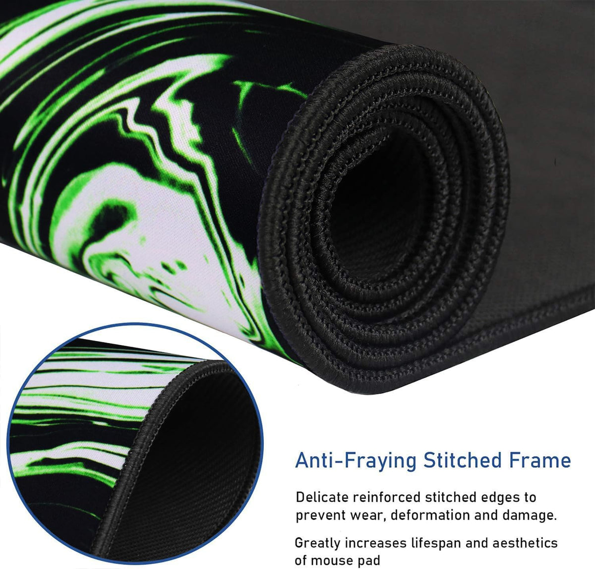 Large Extended Mouse Pad with Stitched Edges, Non-Slip Natural Rubber Base - Image 2