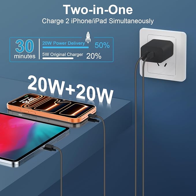 Fast Charger iPhone, 10FT Long USB C to C Fast Charging Cable Cord & 20W Dual Port Type C Fast Charger Block for iPhone 17 16 15 Pro Max/17 16 15/15 Plus,Pad Pro 12.9"/11", Android Phone - Image 4